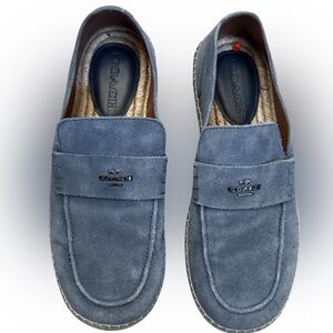 Coach Men's Loafers in Blue Suede